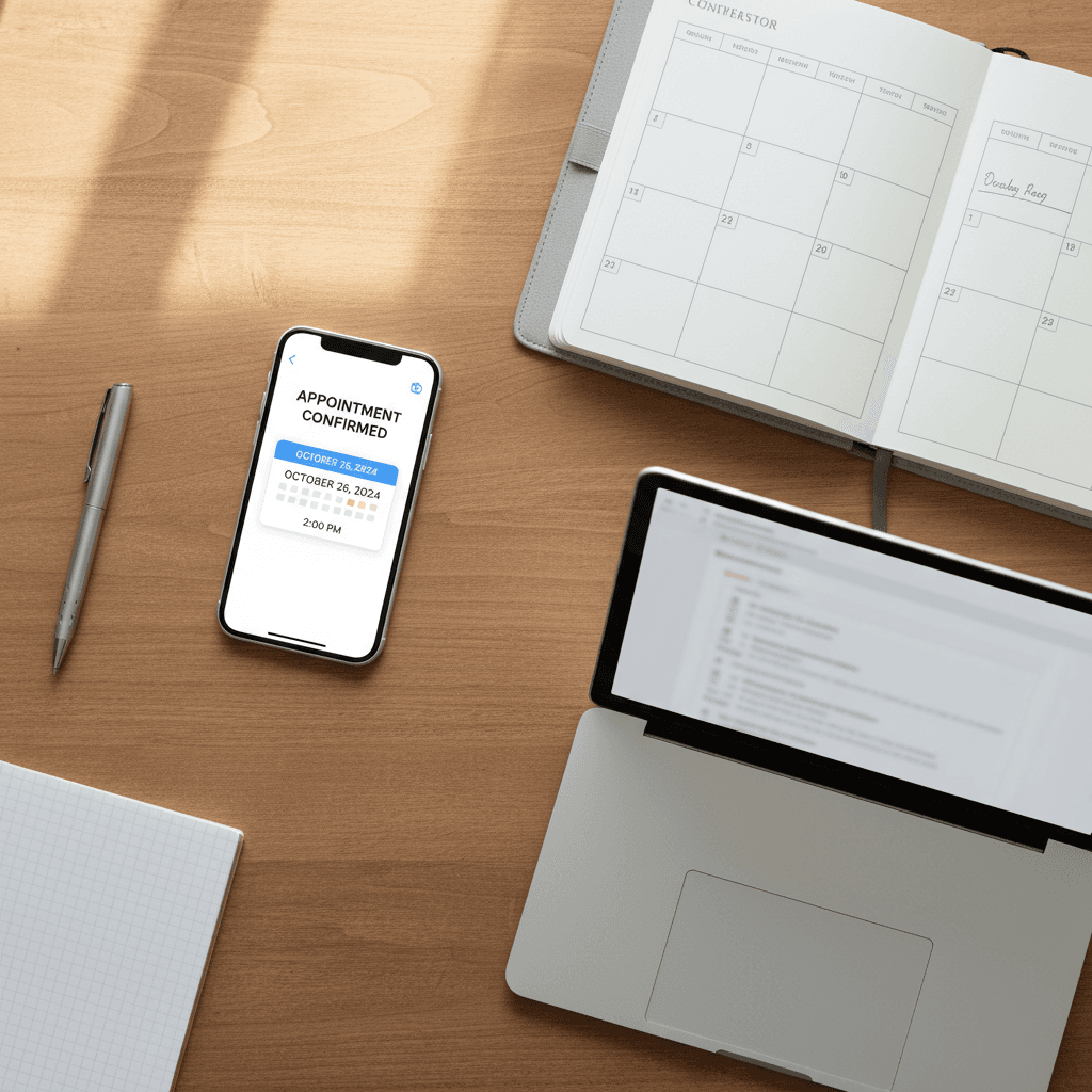 Automated appointment booking interface on contractor's desk